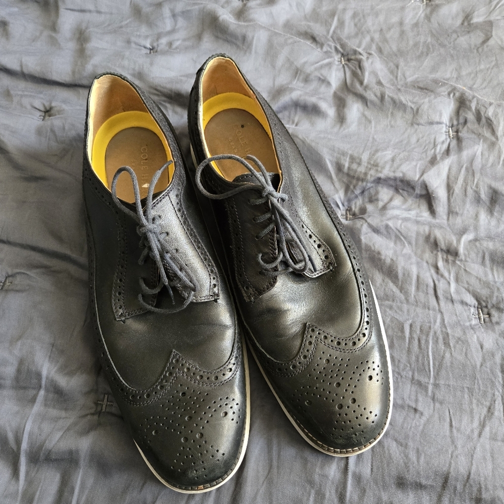 Cole Haan Grand O Black Leather Men's Casual Oxford Shoes Sz 12